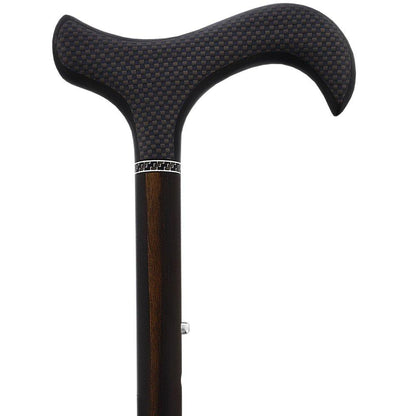 Exotic Ebony Wrapped Folding Carbon Fiber Cane - Foldable, Adjustable