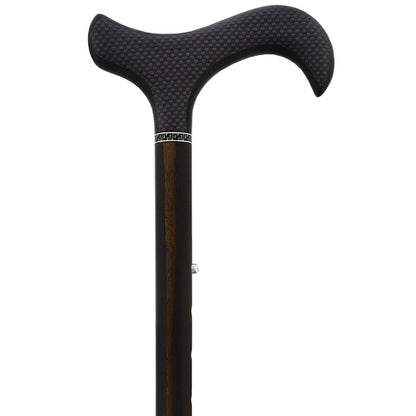 Exotic Ebony Wrapped Folding Carbon Fiber Cane - Foldable, Adjustable