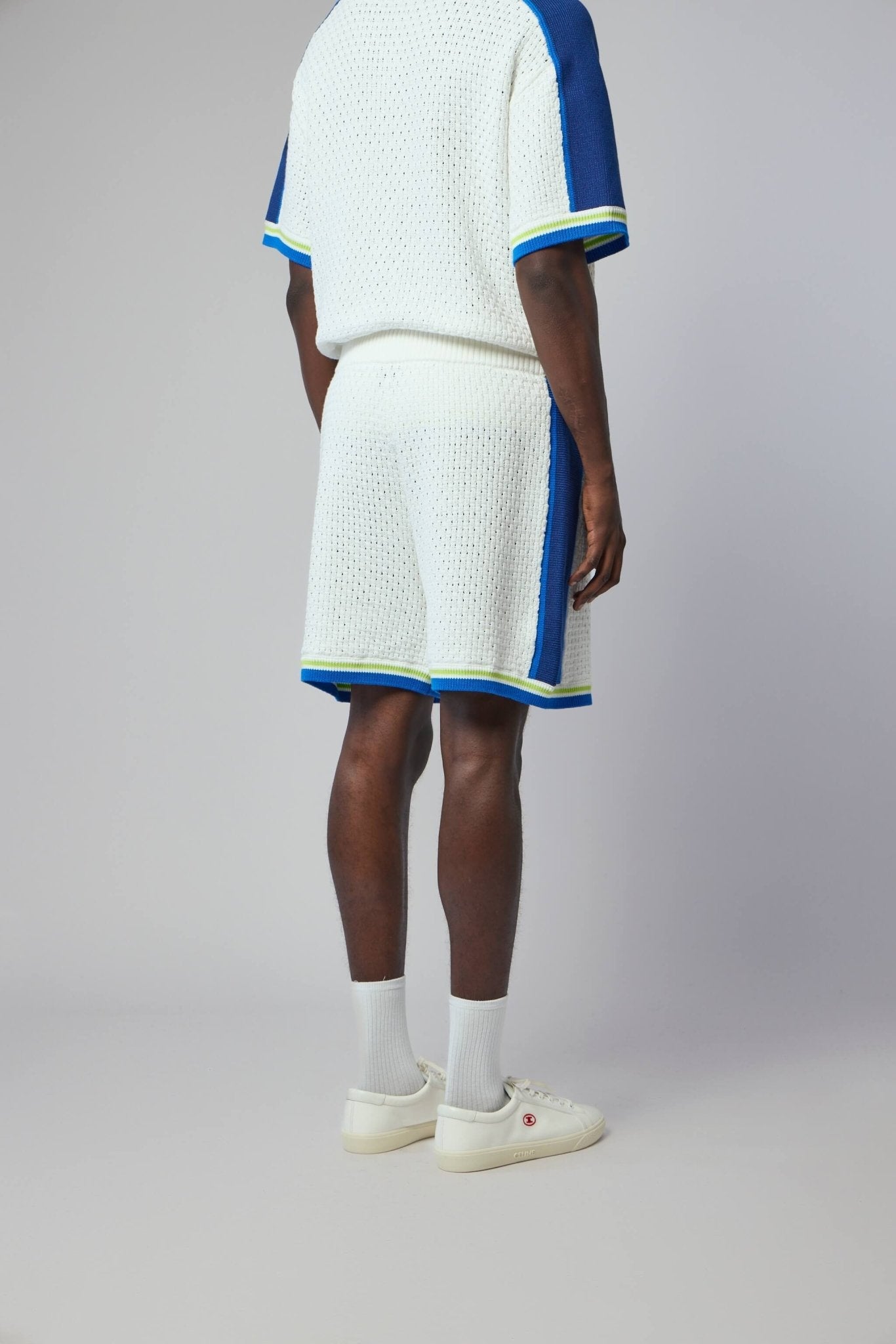 White & Blue Crochet Shorts