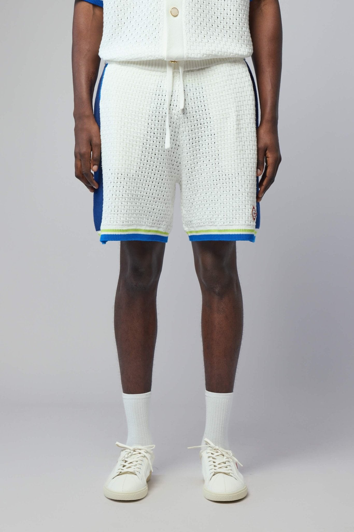 White & Blue Crochet Shorts