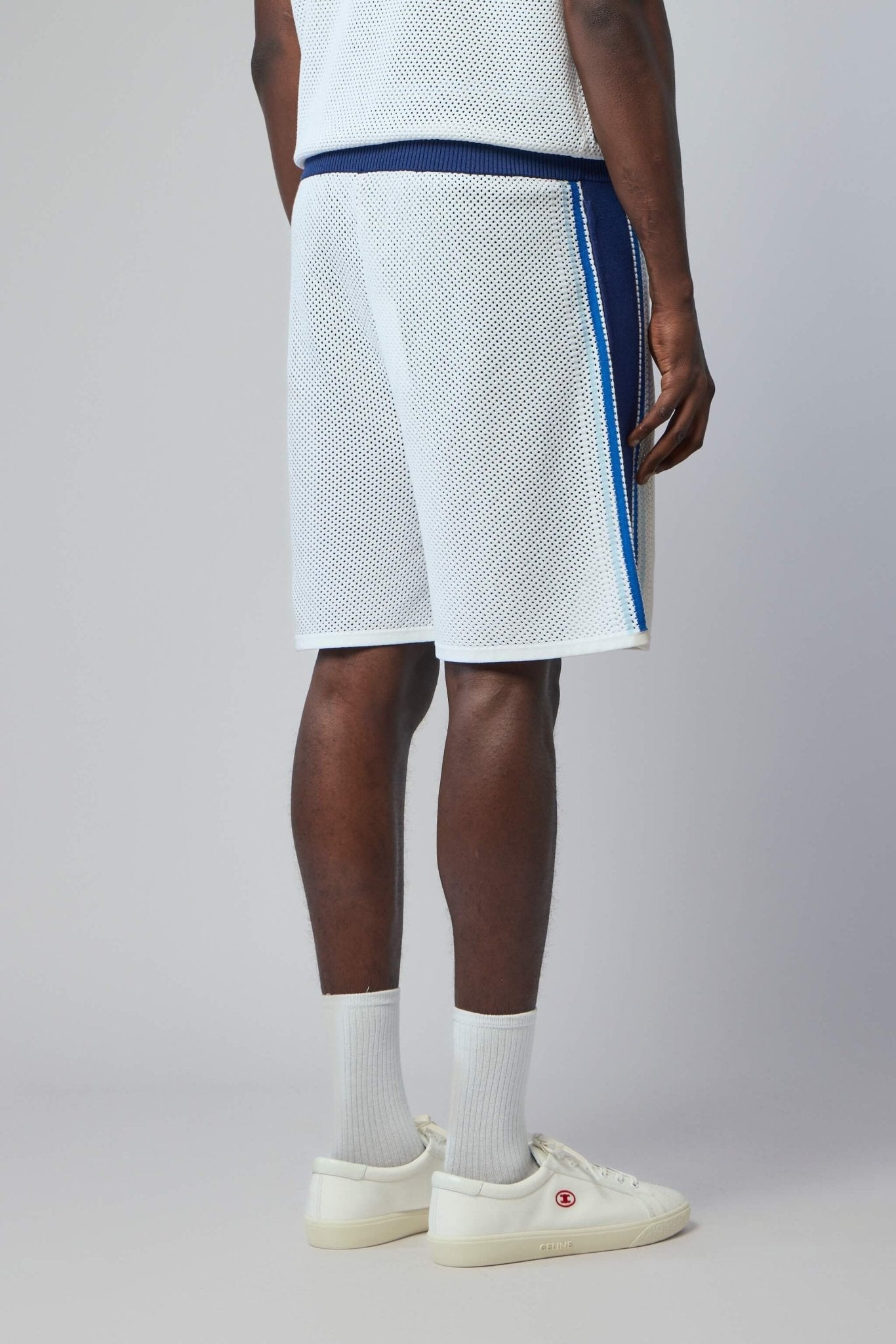 Striped Mesh Track Shorts