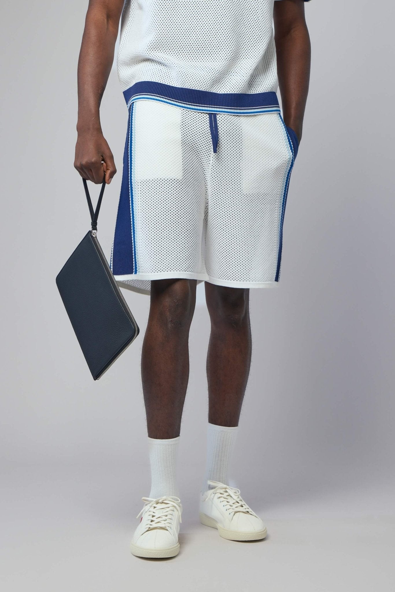 Striped Mesh Track Shorts