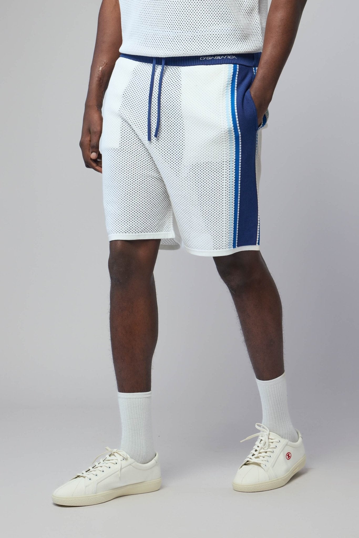 Striped Mesh Track Shorts
