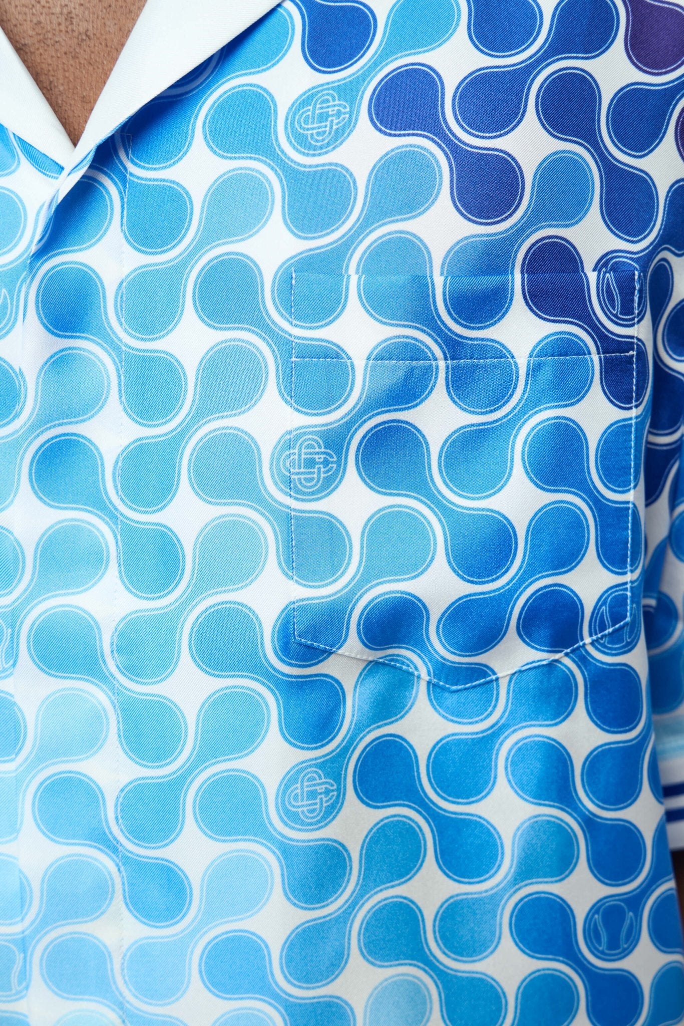 Tennis Tile Short Sleeve Silk Shirt