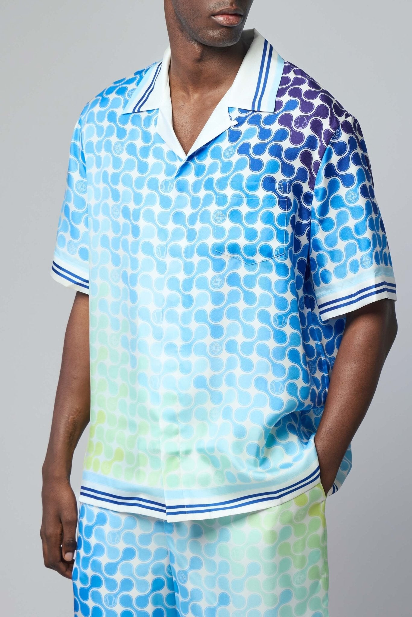 Tennis Tile Short Sleeve Silk Shirt