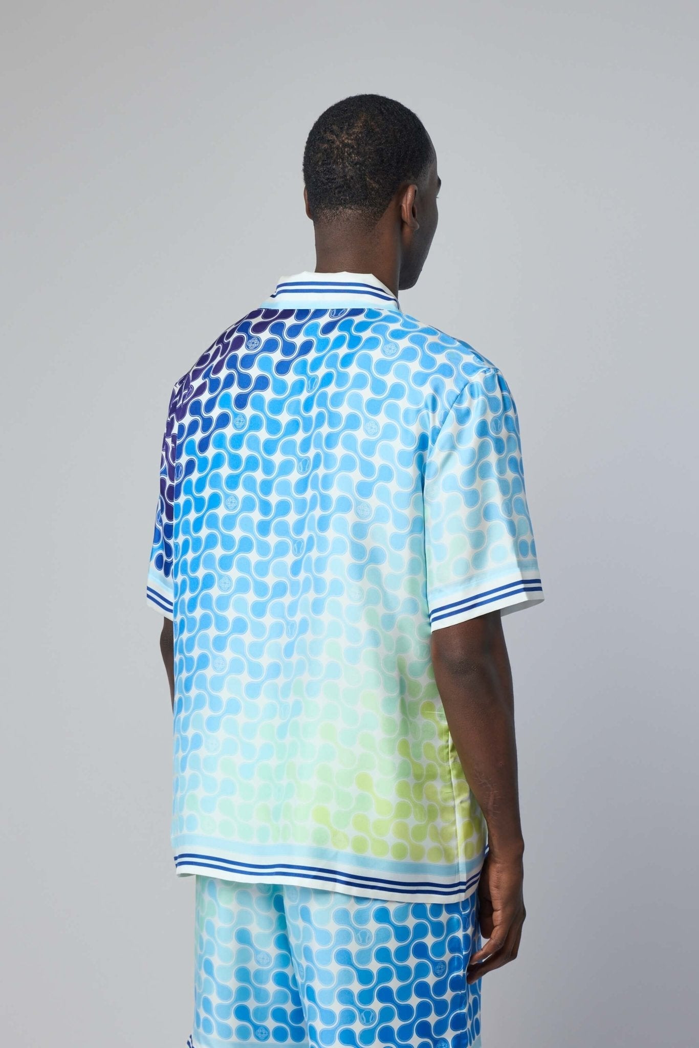 Tennis Tile Short Sleeve Silk Shirt