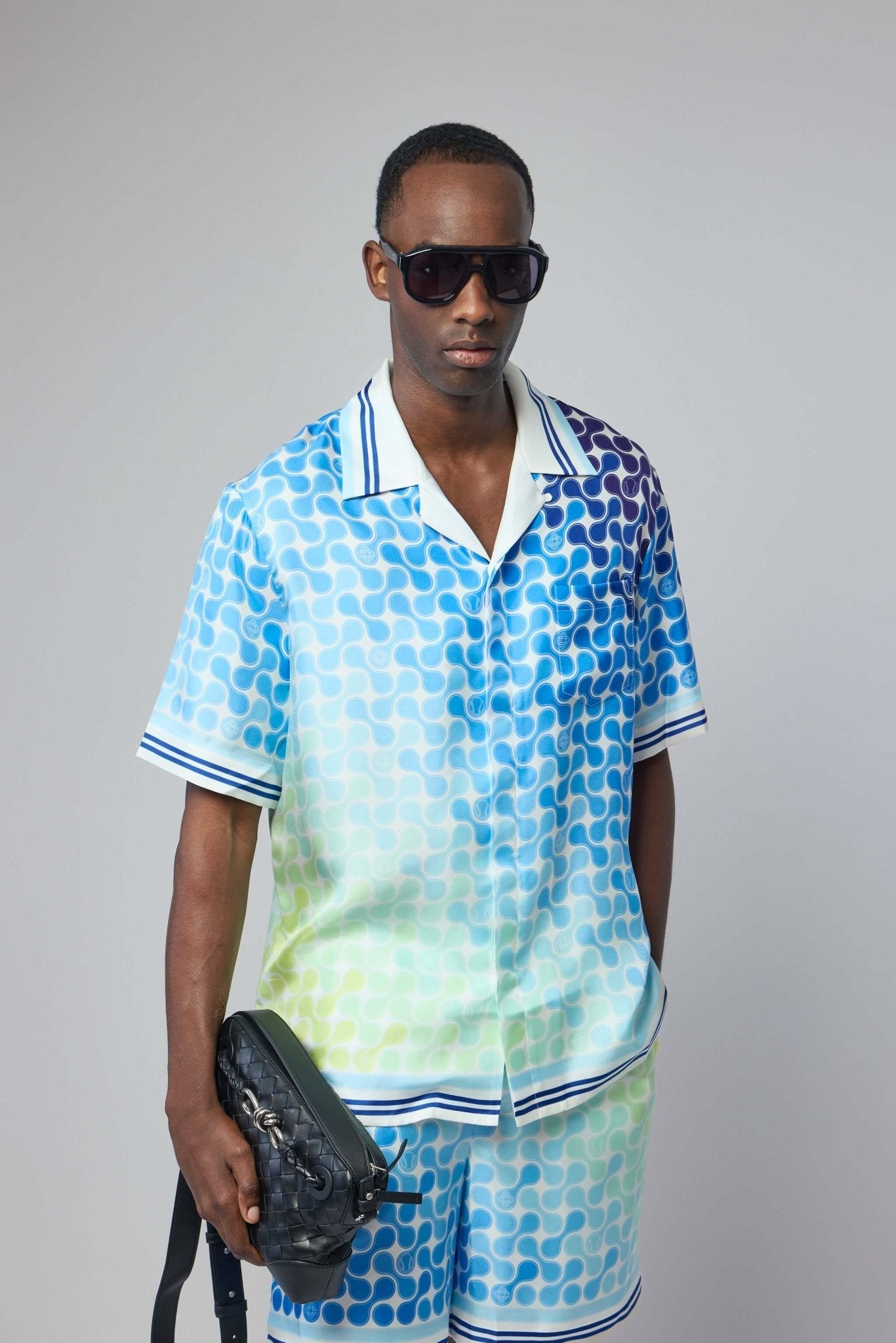 Tennis Tile Short Sleeve Silk Shirt