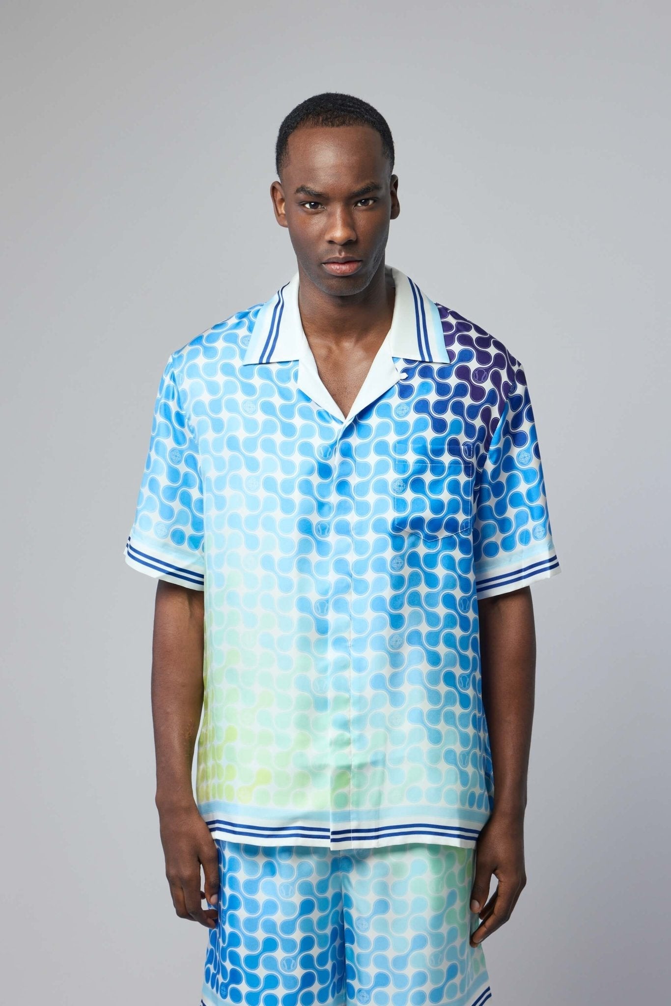 Tennis Tile Short Sleeve Silk Shirt