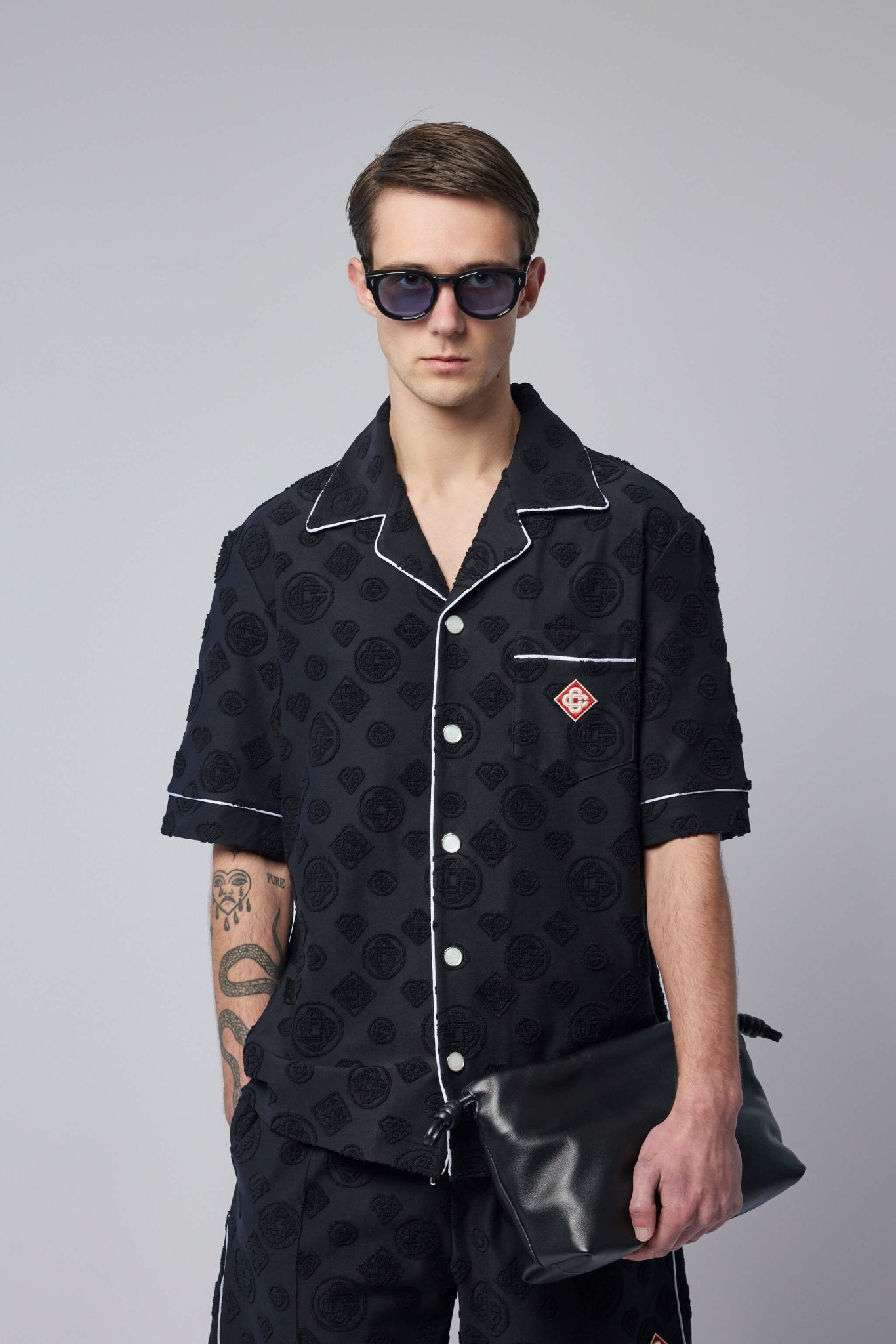 Towelling Monogram Short Sleeve Shirt
