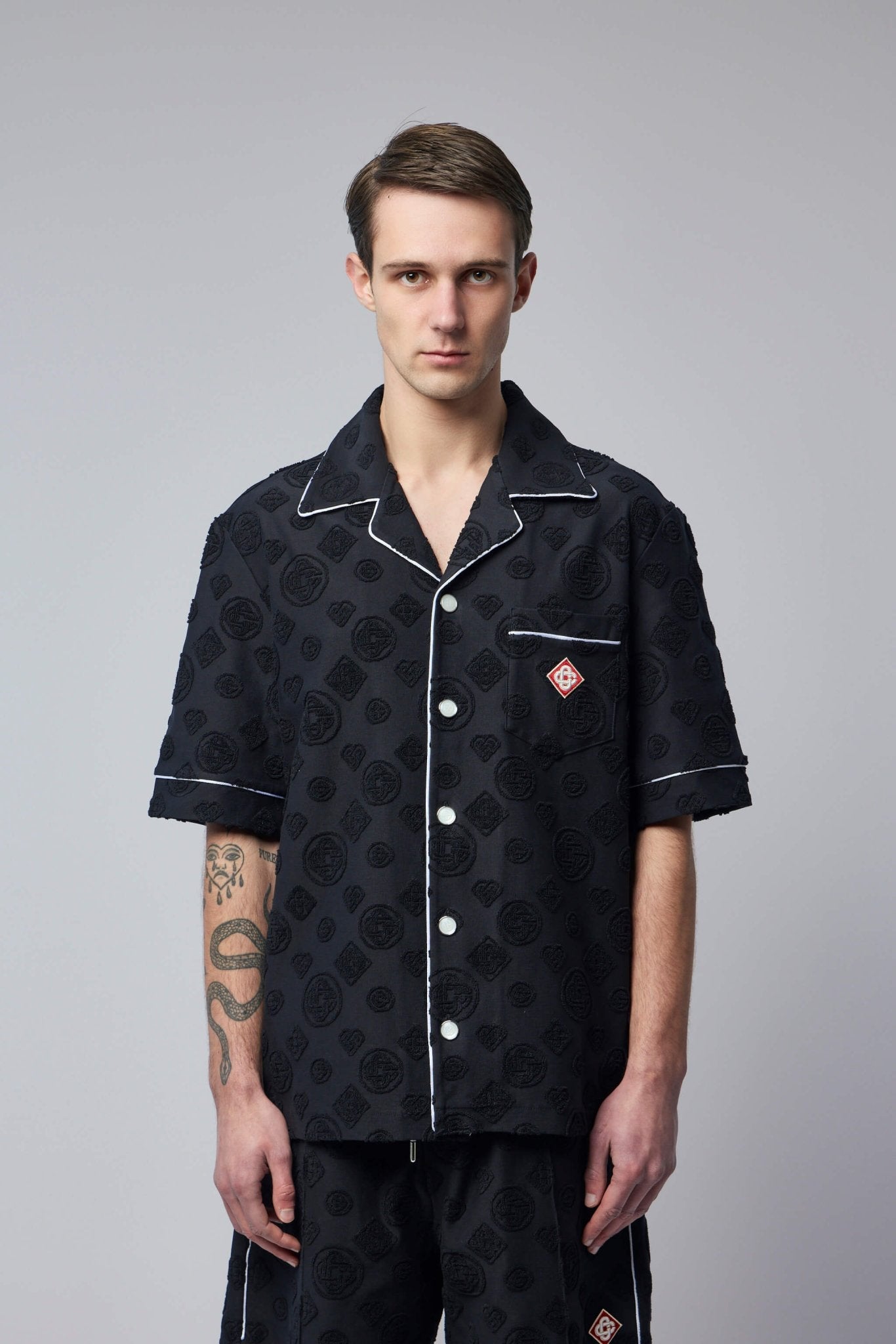 Towelling Monogram Short Sleeve Shirt