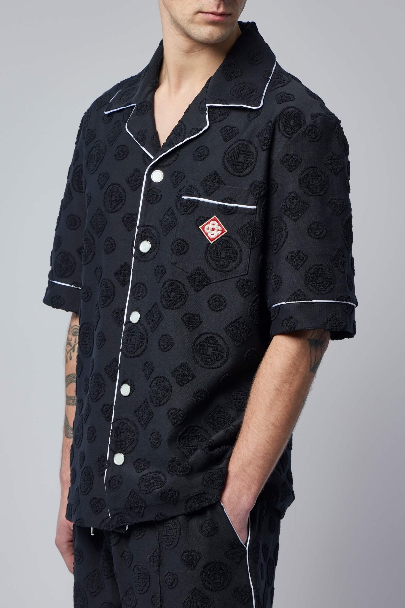 Towelling Monogram Short Sleeve Shirt