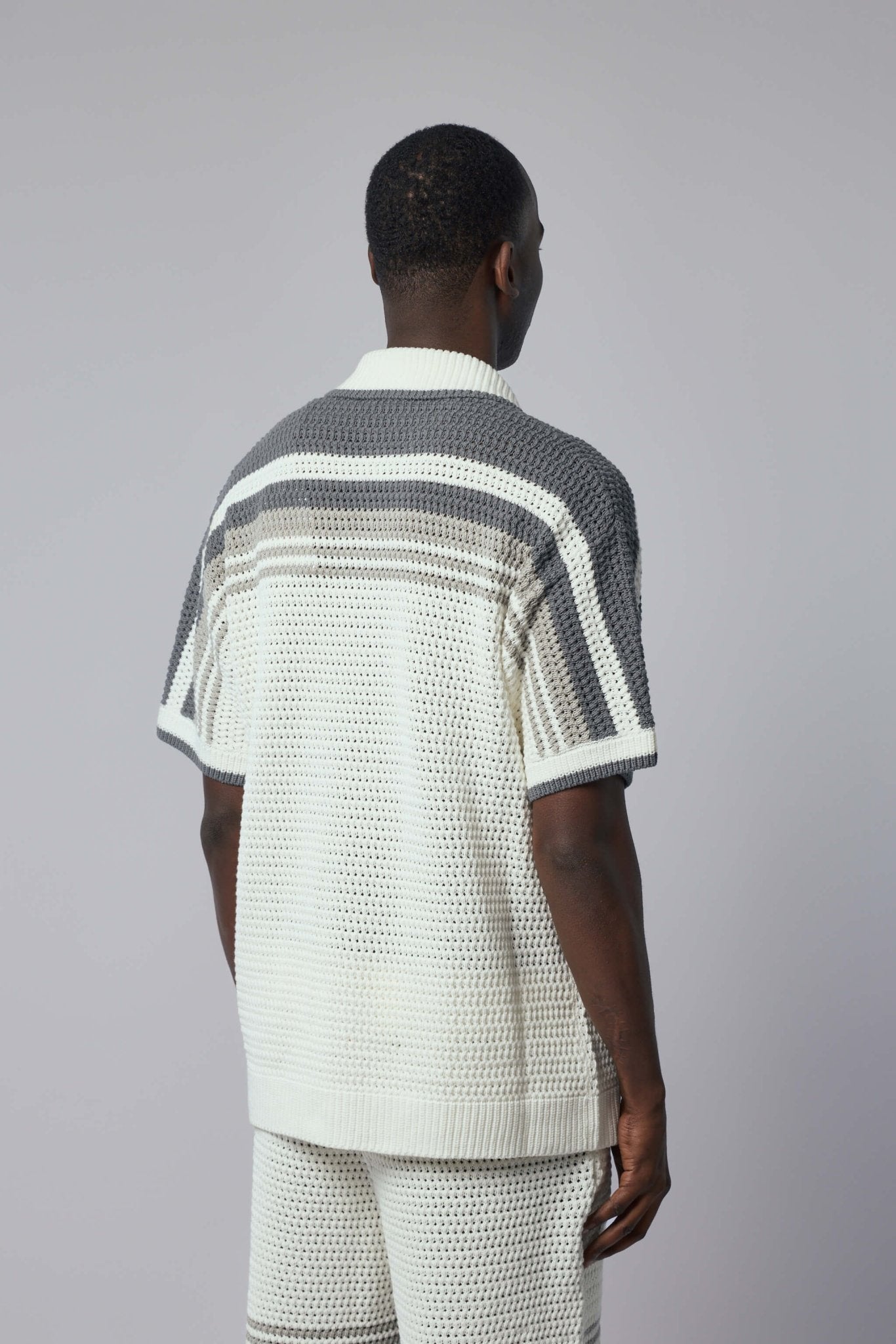 White Stripe Short Sleeve Polo Shirt