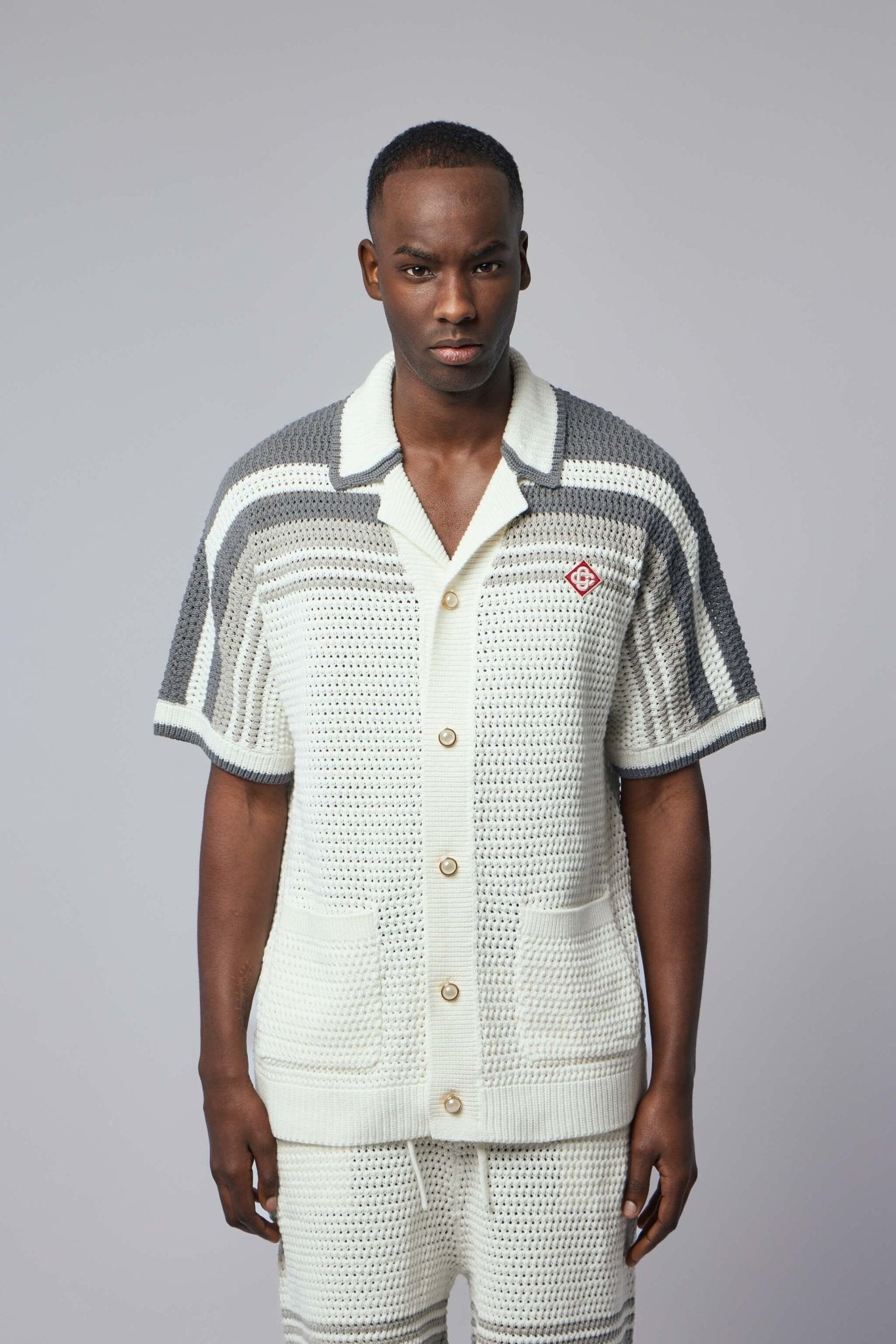 White Stripe Short Sleeve Polo Shirt