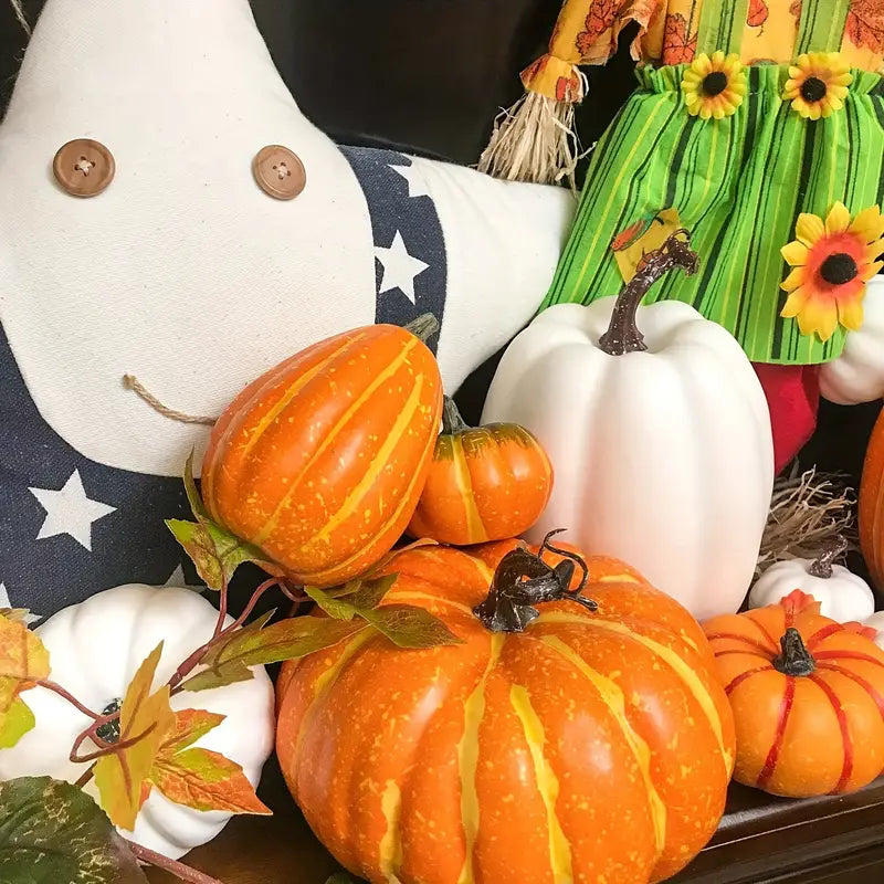 10-Piece Artificial Pumpkin Set - Assorted Sizes