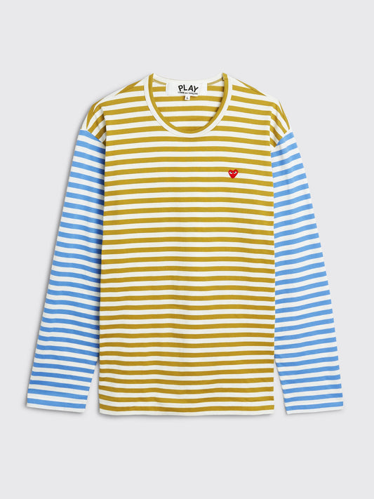 Comme des Garçons Play Mini Heart LS T-shirt Stripe Olive / Blue