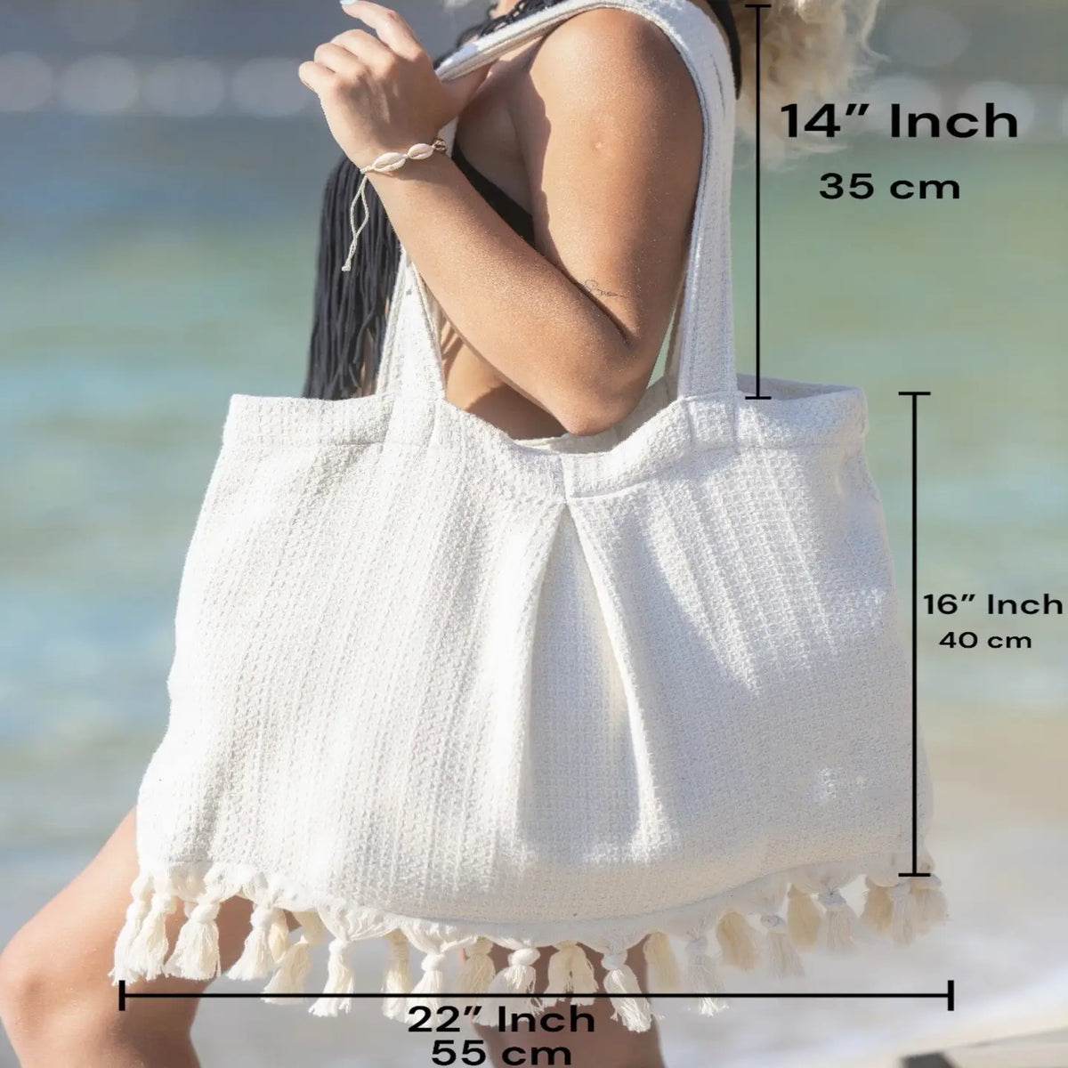 Elya London Beach Queen Bag: 100% Turkish Cotton, Large Beach Tote