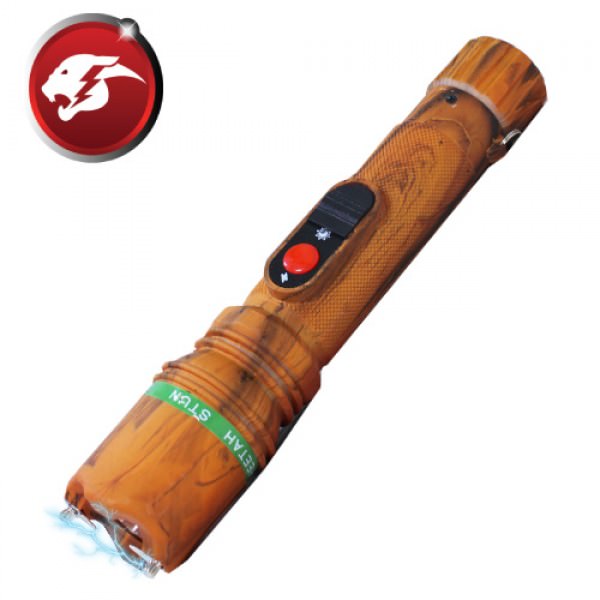 Powerful 10 Million Volt Flashlight Stun Gun Rechargeable Orange Camo