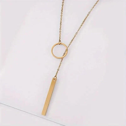 Chic Ethnic-Inspired Alloy Circle & Rod Pendant Necklace