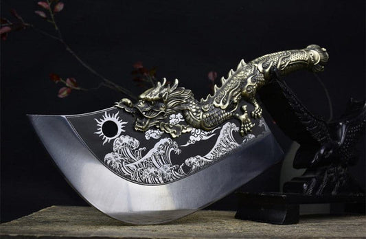 Chivalry Knife Bone Cutting Knife Green Dragon Full Brass Handle