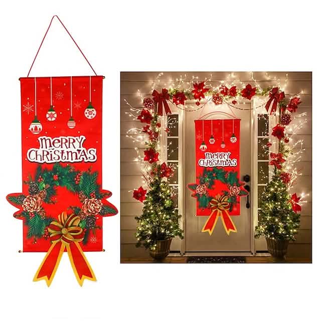 Christmas Door Hanging Flag Decor