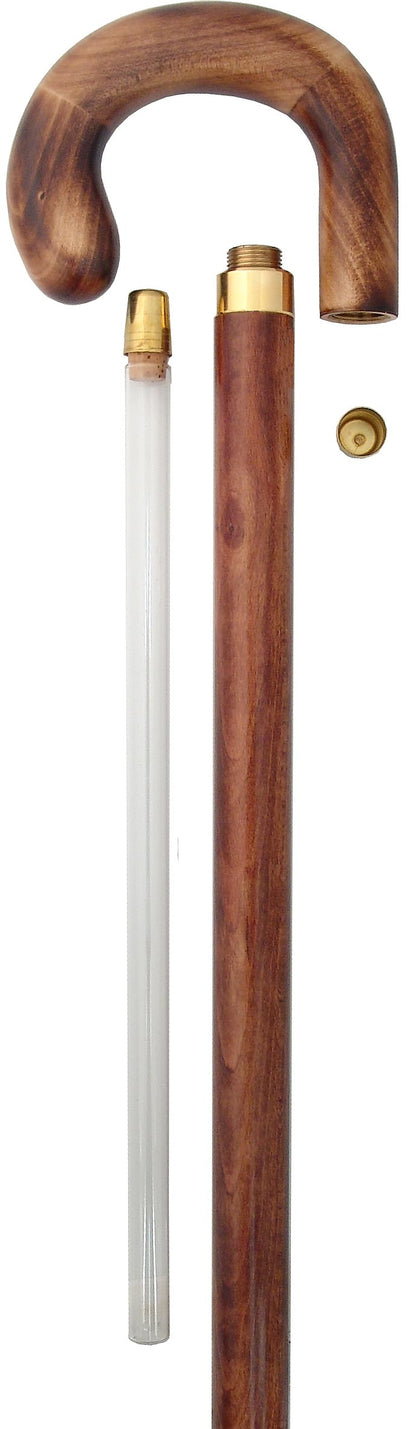 Beechwood Brandy/Smuggler Tourist Walking Cane with Beechwood Shaft and Brass Collar