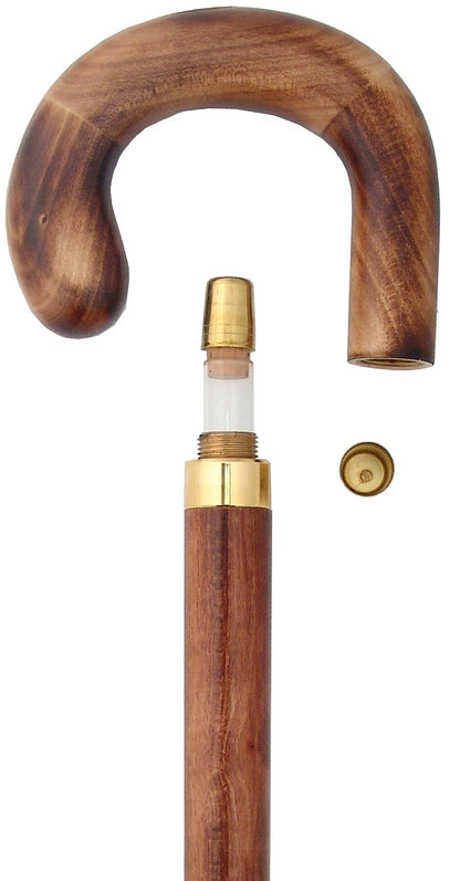 Beechwood Brandy/Smuggler Tourist Walking Cane with Beechwood Shaft and Brass Collar