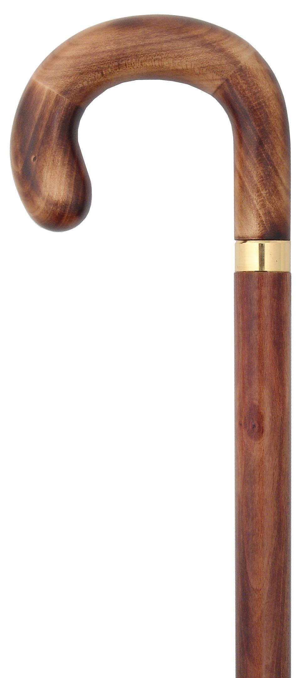 Beechwood Brandy/Smuggler Tourist Walking Cane with Beechwood Shaft and Brass Collar