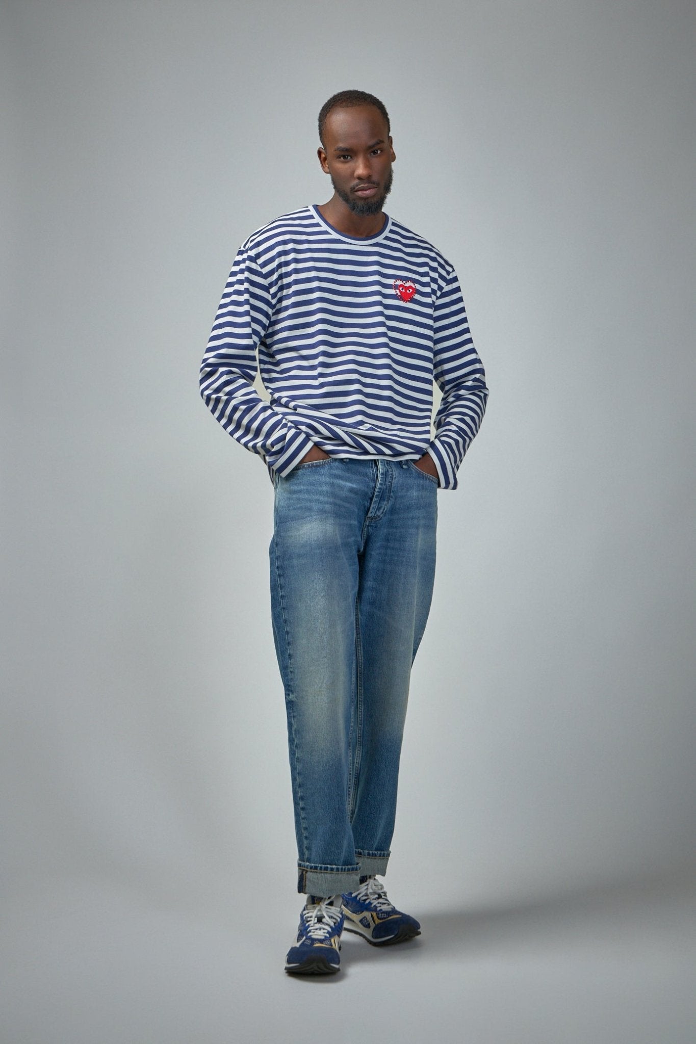 Metalstone Heart Striped Long Sleeve T-shirt
