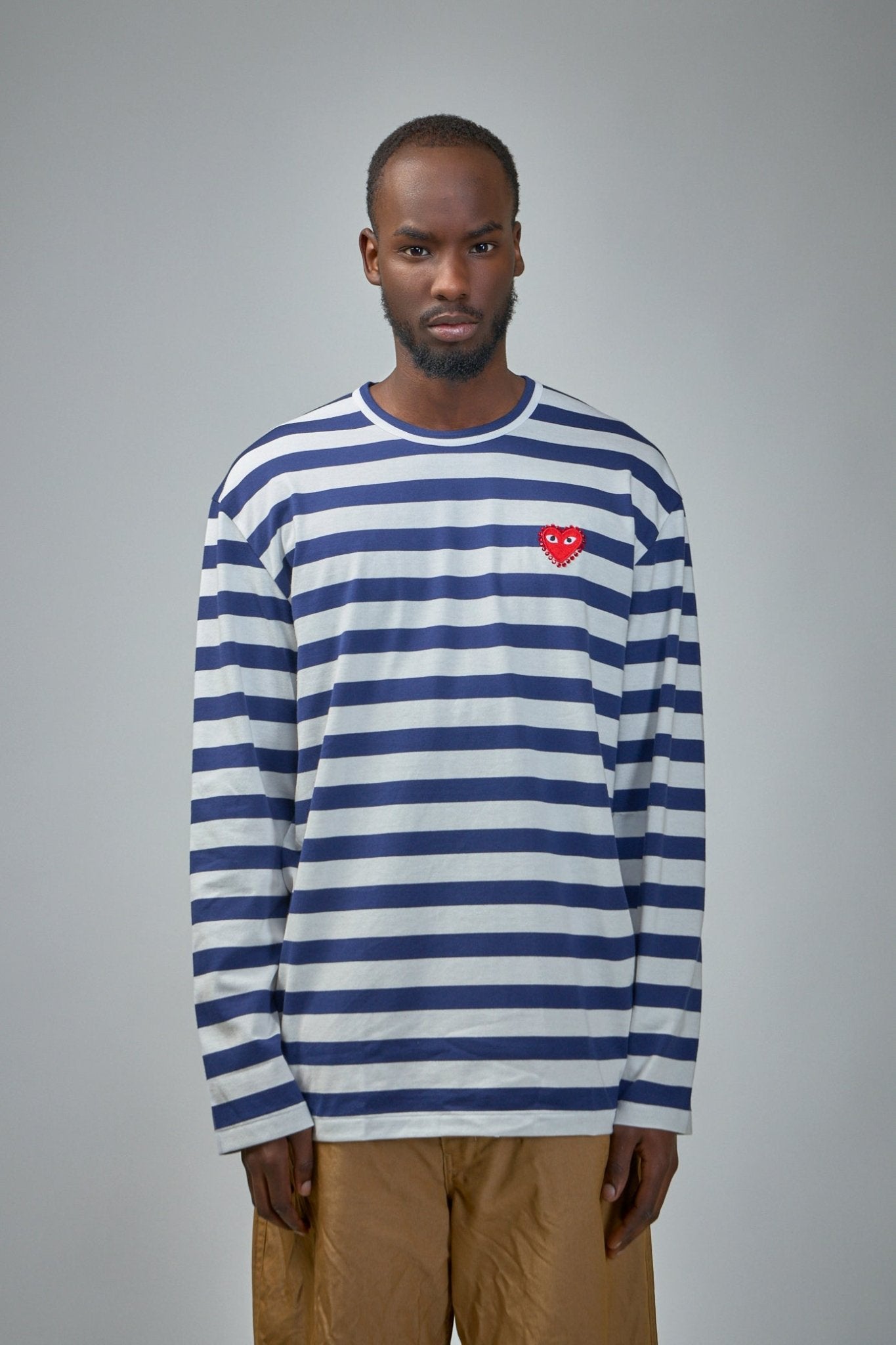 Stripe Emblem X Rhinestone Long Sleeve Tee