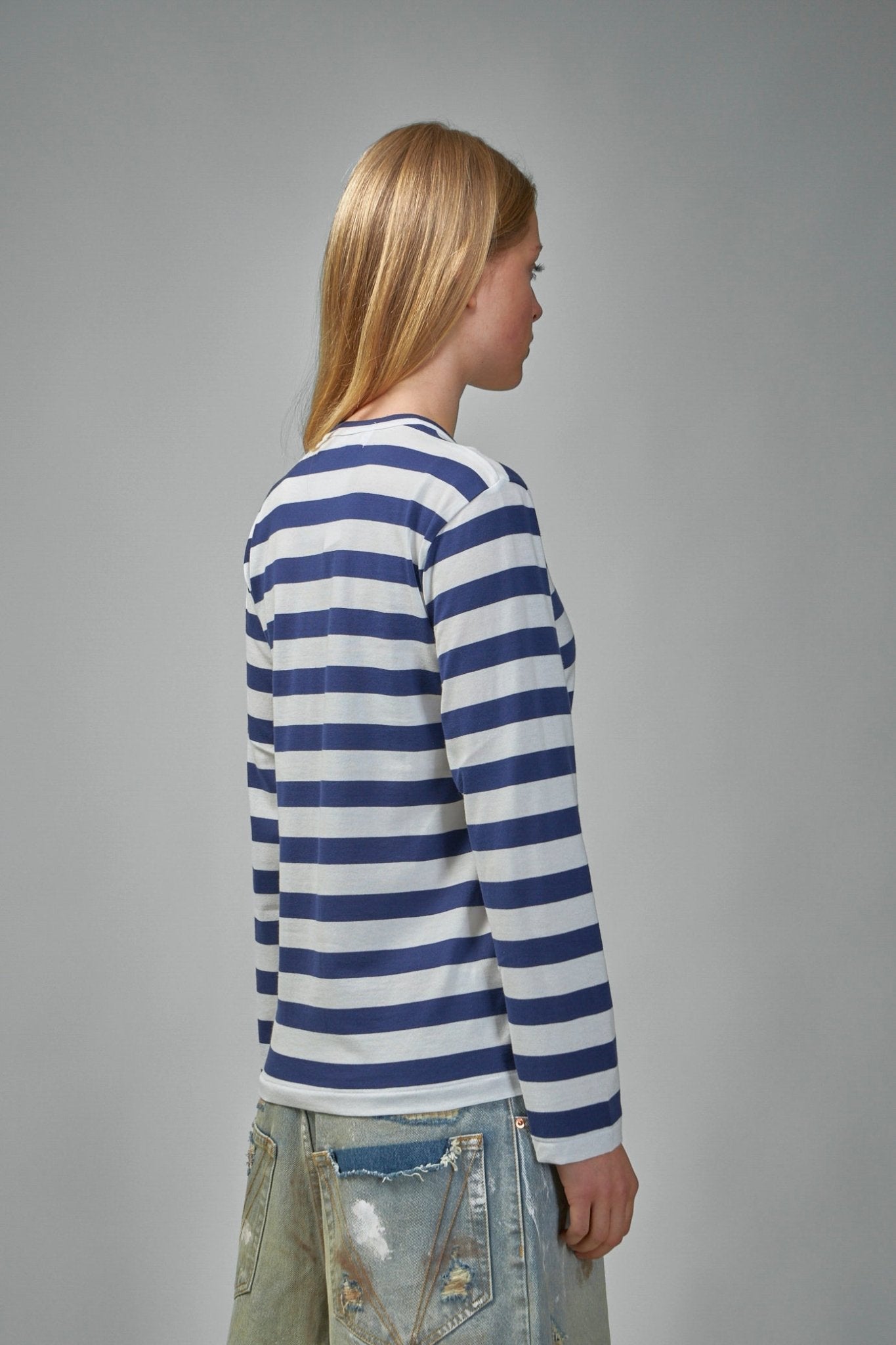 Stripe Emblem X Rhinestone Long Sleeve Tee