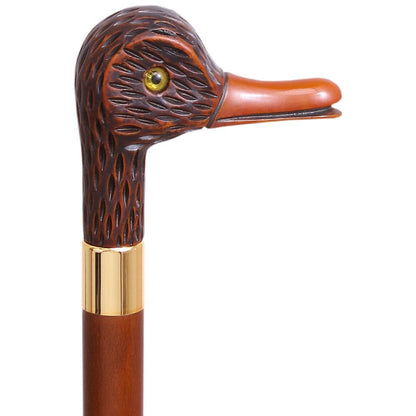 Feathered Duck Imitation Wood Handle Cane Italian Handle w/ Custom Shaft & Collar