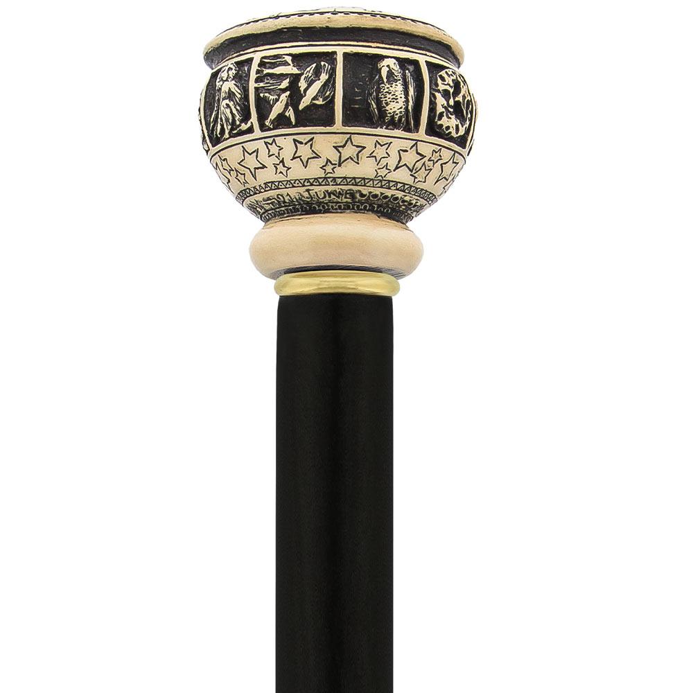 Comoys Gemini Astrological Walking Cane with Custom Handle and Shaft Options