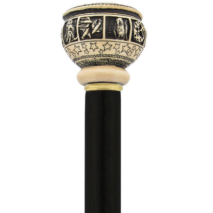 Comoys Gemini Astrological Walking Cane with Custom Handle and Shaft Options