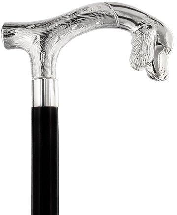 Tried-and-True Cocker Spaniel Nickel Plated Fritz Handle Cane w/ Custom Shaft & Collar
