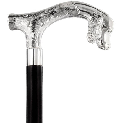Tried-and-True Cocker Spaniel Nickel Plated Fritz Handle Cane w/ Custom Shaft & Collar