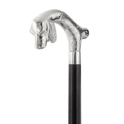 Tried-and-True Cocker Spaniel Nickel Plated Fritz Handle Cane w/ Custom Shaft & Collar