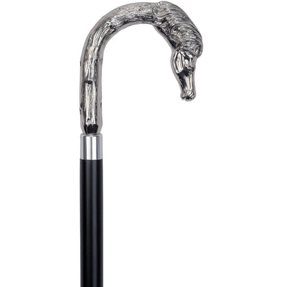 Elegant Nickel Plated Horse Tourist Style Walking Cane- Italian Handle w/custom shaft and collar