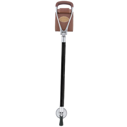 Genuine Leather Brown Cane Hammock Chair  - Black Shaft - Non-Adjustable