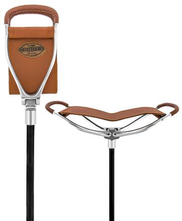 Genuine Leather Brown Cane Hammock Chair  - Black Shaft - Non-Adjustable
