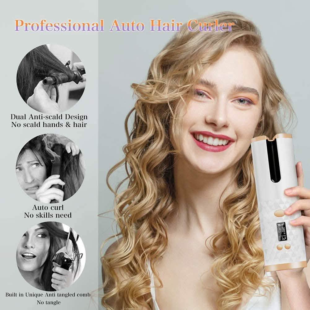 Cordless Automatic Portable Ceramic Barrel Hair Curler