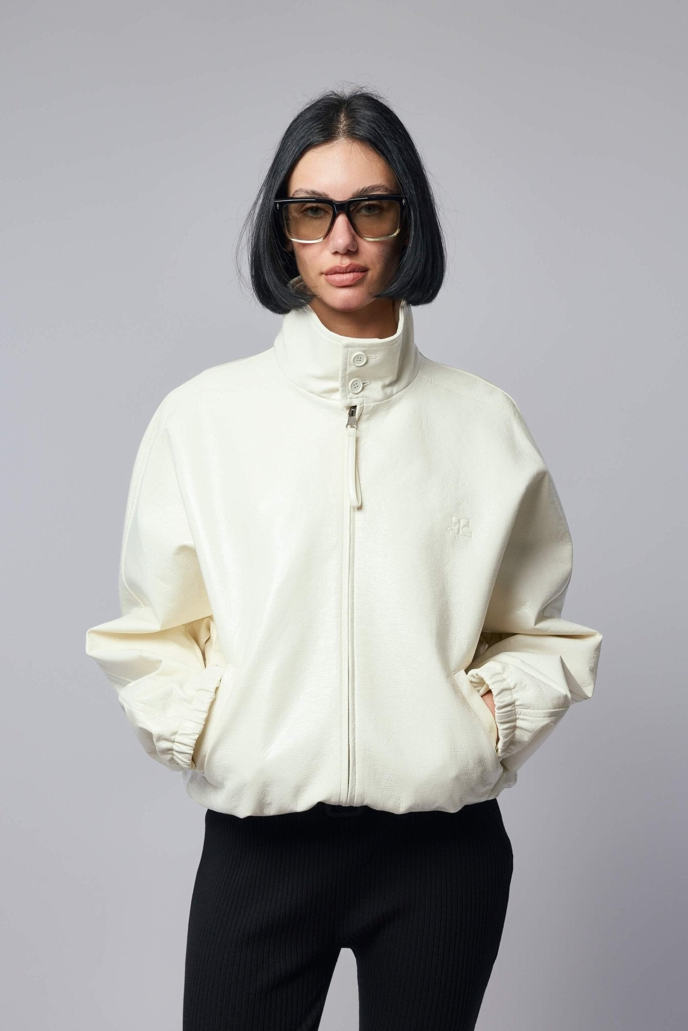 Vinyl Zipped Bomber Jacket