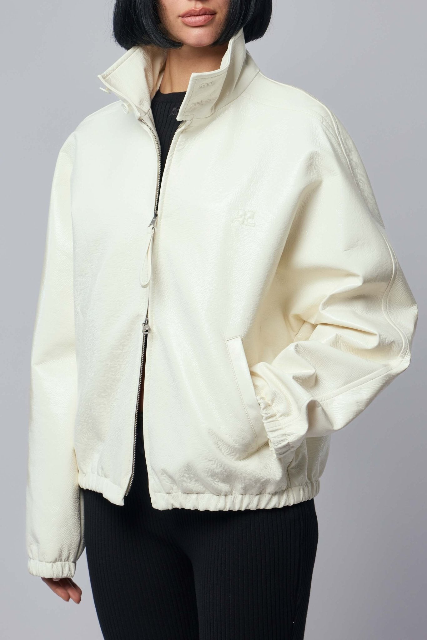 Vinyl Zipped Bomber Jacket