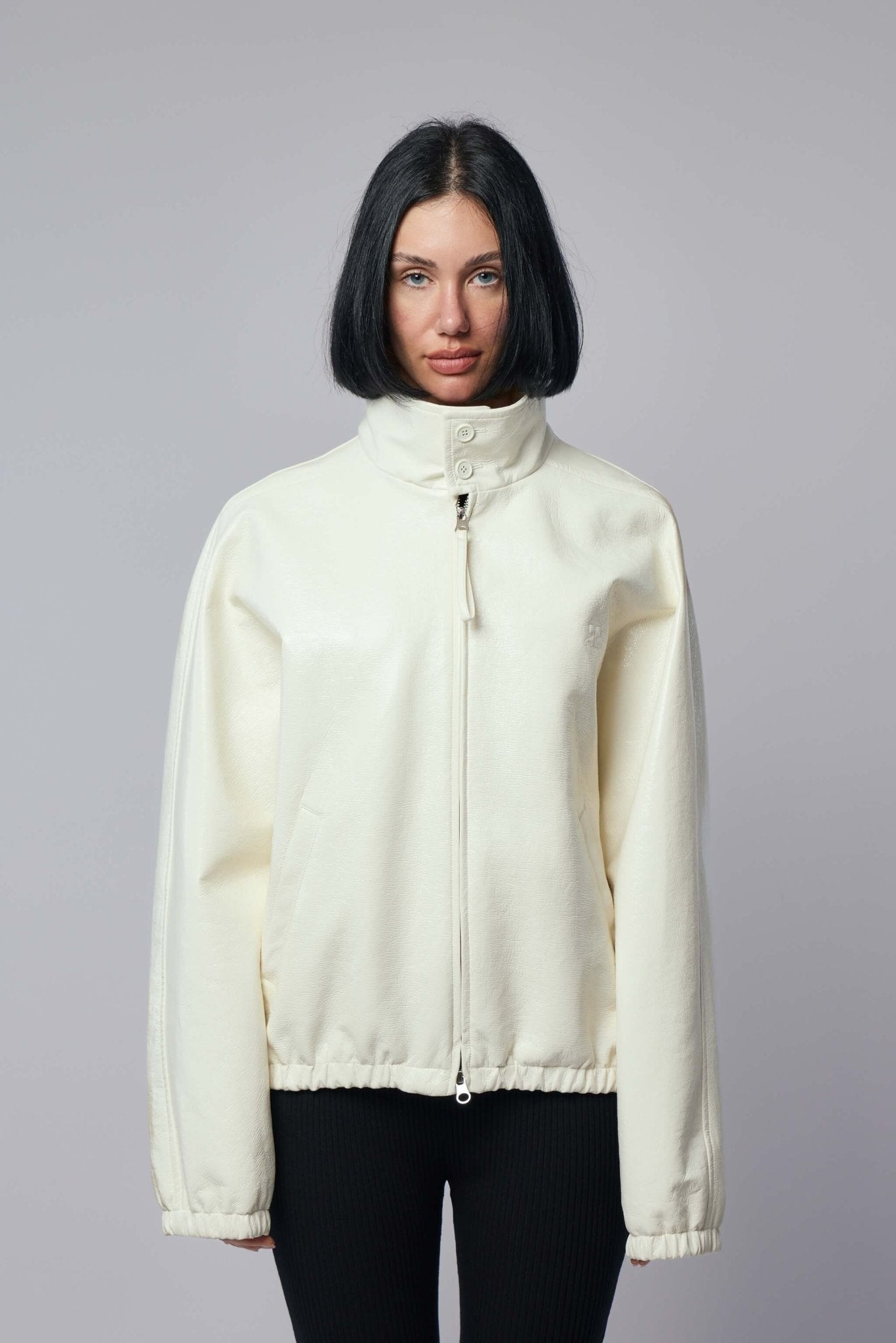 Vinyl Zipped Bomber Jacket