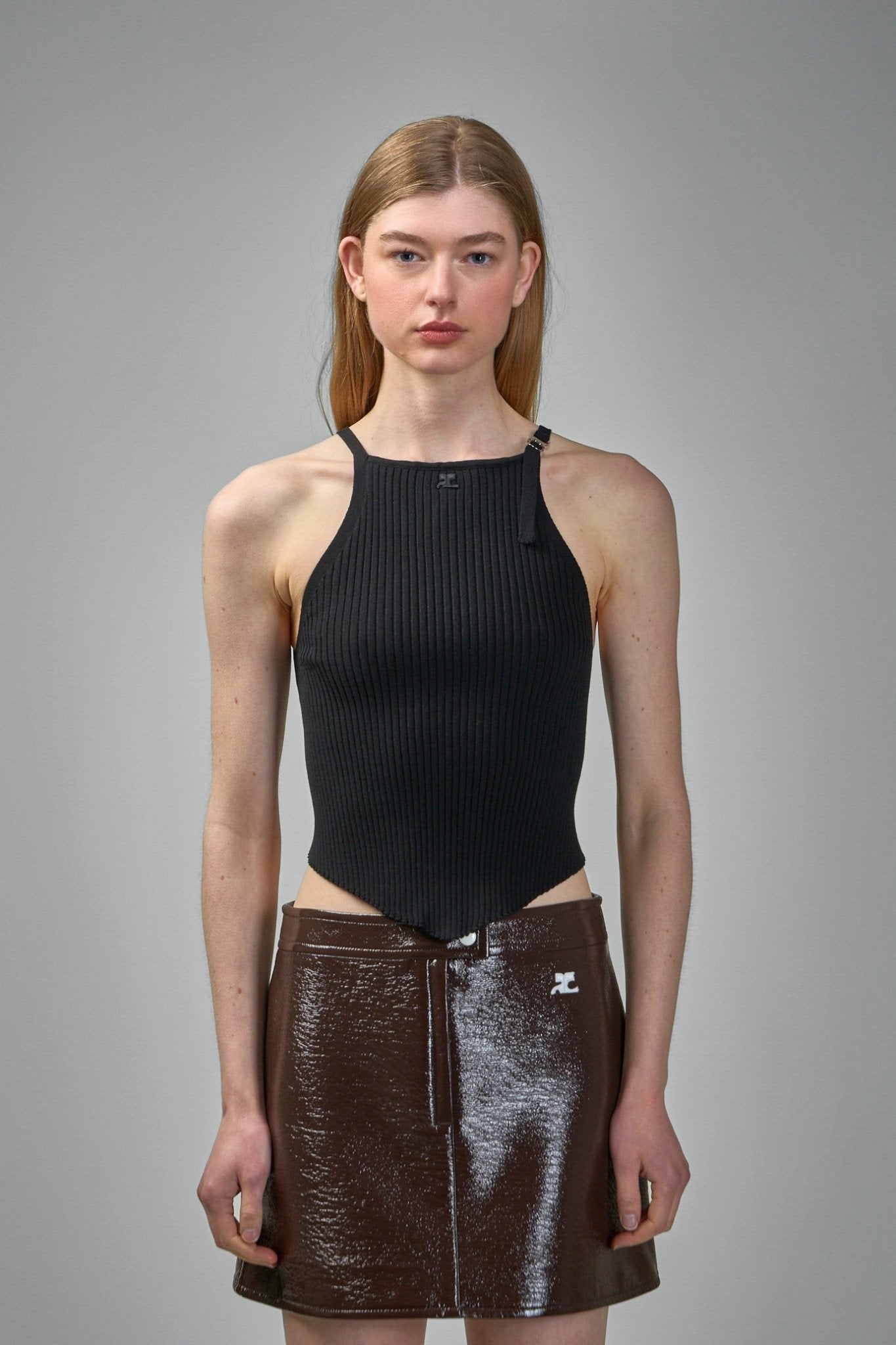 Pointy Buckle Rib Knit Top