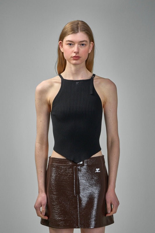Pointy Buckle Rib Knit Top