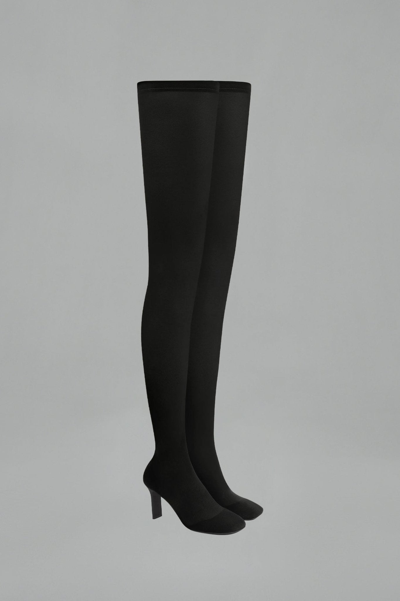 Square Toe Mesh Thigh High Boots