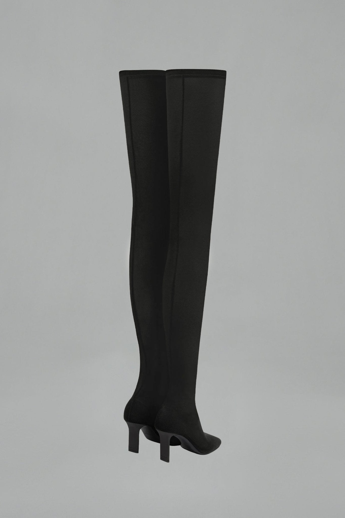 Square Toe Mesh Thigh High Boots