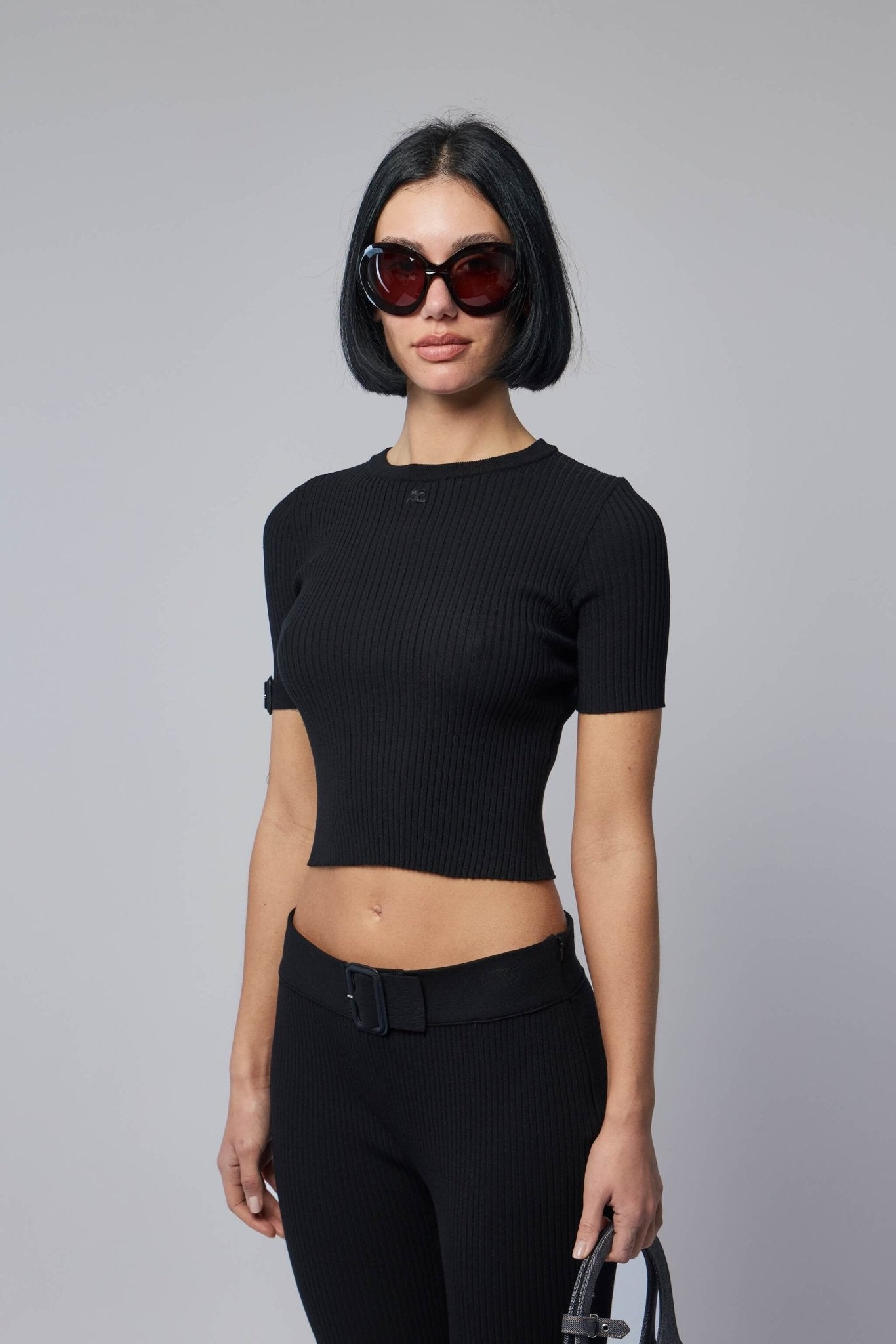 Buckle Rib Knit T-shirt