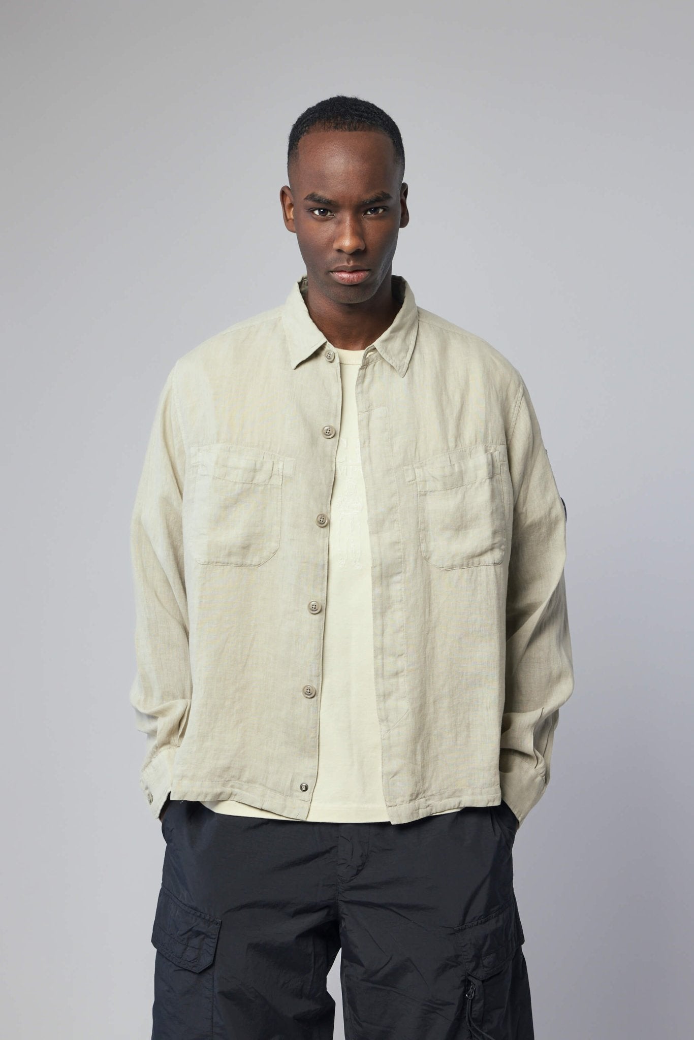Linen Long Sleeve Button Lens Shirt