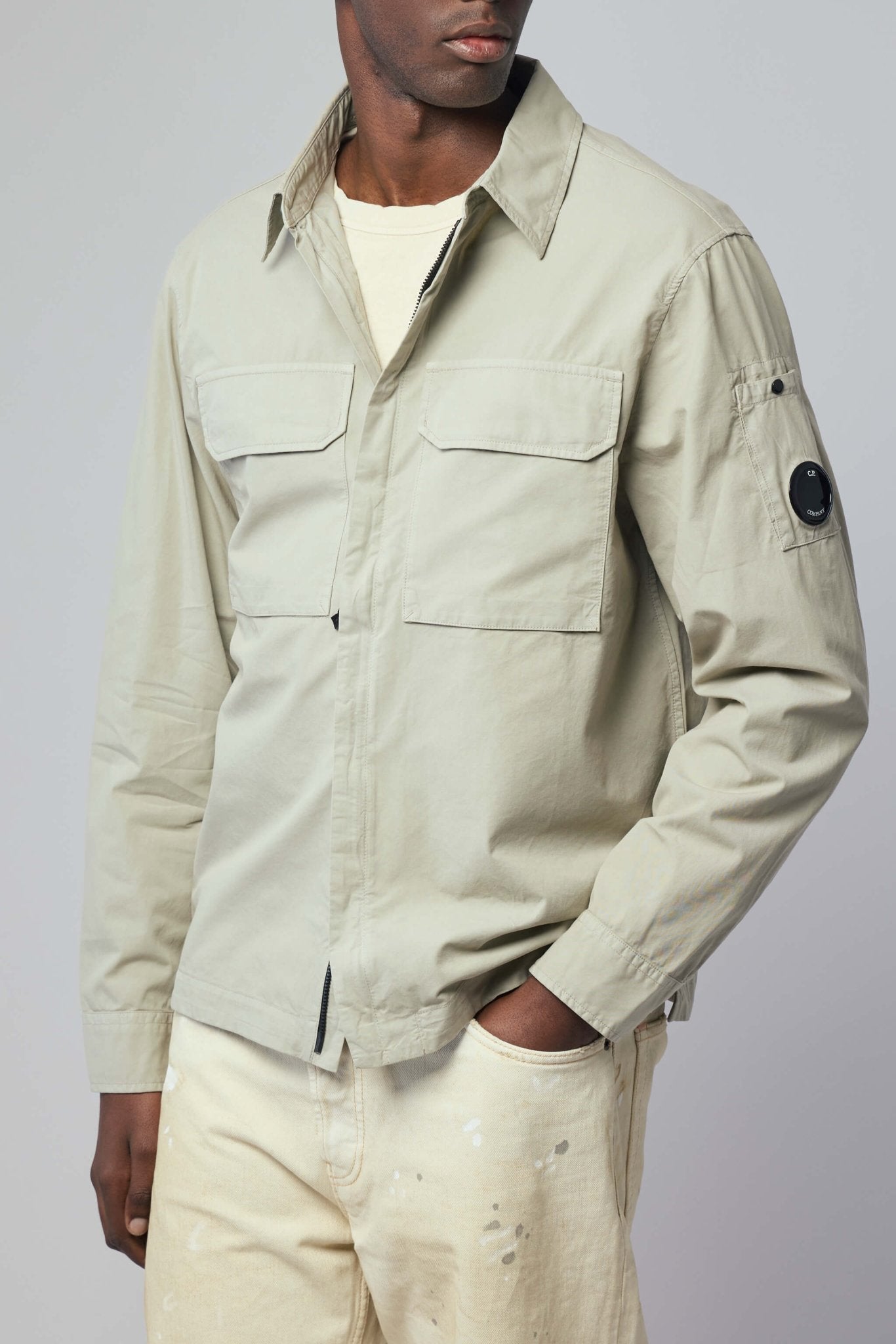 Organic Gabardine Hidden Zip Lens Overshirt